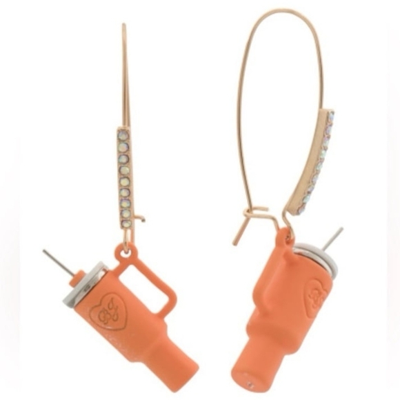 Betsey Johnson Jewelry - Betsey Johnson Orange Stanley cup earrings!